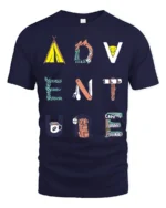 Adventure Camping Graphic Tee Outdoor Nature Travel Style - navy t-shirt on white background
