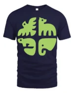 Minimalist Animal Shapes Graphic Tee Modern Cute Style - navy t-shirt on white background