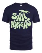 Funny Shit Happens Graphic Tshirt Retro Humor Vibes Style - navy t-shirt on white background