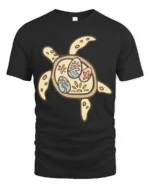 Cute Sea Turtle Tropical Pattern Graphic Tee Ocean Lover - black t-shirt on white background