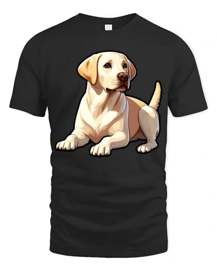 Cute Labrador Retriever Graphic Tee Dog Lover Pet Style Art - black t-shirt on white background