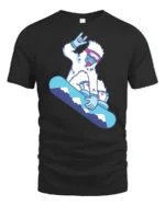 Funny Snowboard Yeti Graphic Tee Winter Sports Cool Style - black t-shirt on white background