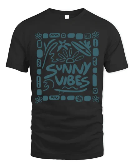 Sunny Vibes Graphic Tee Positive Summer Aesthetic Style - black t-shirt on white background