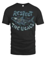 Respect The Locals Whale Graphic Tee Ocean Wildlife Style - black t-shirt on white background