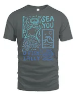 Sea You O Fishially Funny Ocean Graphic Tee Marine Humor - gray t-shirt on white background