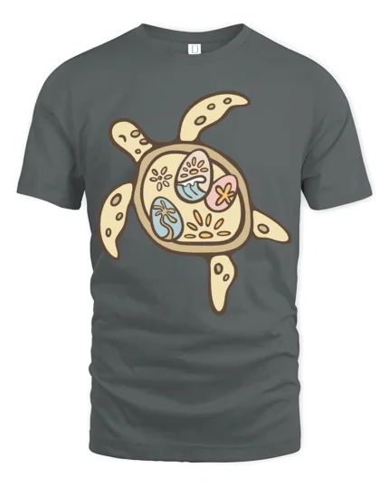 Cute Sea Turtle Tropical Pattern Graphic Tee Ocean Lover - gray t-shirt on white background
