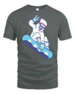 Funny Snowboard Yeti Graphic Tee Winter Sports Cool Style - gray t-shirt on white background