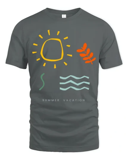 Minimalist Summer Vacation Graphic Tee Retro Sunshine Style - gray t-shirt on white background
