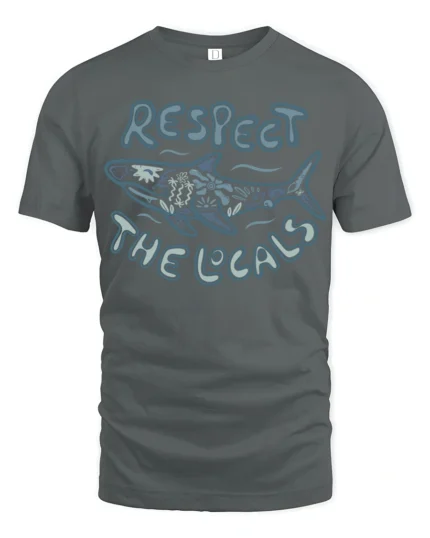 Respect The Locals Whale Graphic Tee Ocean Wildlife Style - gray t-shirt on white background