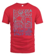 Sea You O Fishially Funny Ocean Graphic Tee Marine Humor - red t-shirt on white background