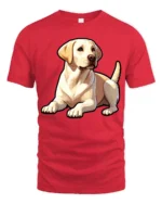Cute Labrador Retriever Graphic Tee Dog Lover Pet Style Art - red t-shirt on white background