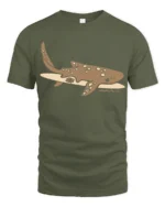 Cute Whale Shark Ocean Graphic Tee Marine Life Style Art - military green t-shirt on white background