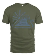 Stay Wavy Retro Beach Graphic Tee Ocean Surf Vibes Style - military green t-shirt on white background