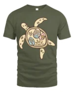 Cute Sea Turtle Tropical Pattern Graphic Tee Ocean Lover - military green t-shirt on white background