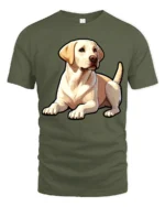 Cute Labrador Retriever Graphic Tee Dog Lover Pet Style Art - military green t-shirt on white background