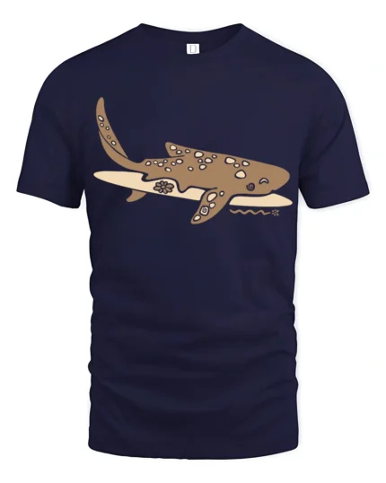 Cute Whale Shark Ocean Graphic Tee Marine Life Style Art - navy t-shirt on white background