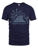 Stay Wavy Retro Beach Graphic Tee Ocean Surf Vibes Style - navy t-shirt on white background