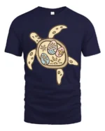 Cute Sea Turtle Tropical Pattern Graphic Tee Ocean Lover - navy t-shirt on white background