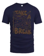 Take A Break Coffee Graphic Tee Relax Positive Vibes Style - navy t-shirt on white background
