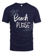 Beach Please Funny Graphic Tee Summer Vacation Humor Style - navy t-shirt on white background