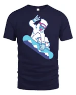 Funny Snowboard Yeti Graphic Tee Winter Sports Cool Style - navy t-shirt on white background