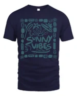 Sunny Vibes Graphic Tee Positive Summer Aesthetic Style - navy t-shirt on white background