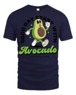 Funny Avocado Good Day Start With Avocado Graphic Tee Cute - navy t-shirt on white background