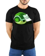 Cute Turtle Do Not Disturb Graphic Tshirt Funny Relax Vibe - model wearing black tee with hands behind back