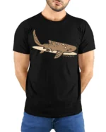 Cute Whale Shark Ocean Graphic Tee Marine Life Style Art - model wearing black tee with hands behind back