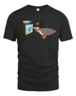 Funny Duck Video Game Graphic Tee Retro Gamer Humor Style - black t-shirt on white background