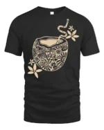 Artistic Coffee Cup Graphic Tee Cozy Aesthetic Style Design - black t-shirt on white background