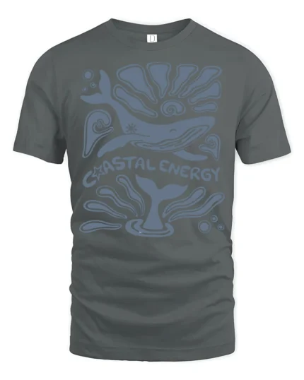 Coastal Energy Whale Graphic Tee Ocean Aesthetic Style - gray t-shirt on white background