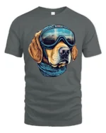 Adventure Dog Pilot Graphic Tee Mountain Explorer Style - gray t-shirt on white background
