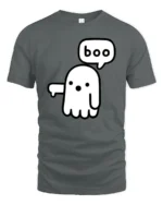 Cute Boo Ghost Graphic Tee Funny Minimal Halloween Style - gray t-shirt on white background