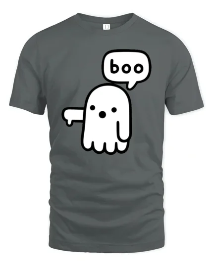 Cute Boo Ghost Graphic Tee Funny Minimal Halloween Style - gray t-shirt on white background
