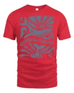 Coastal Energy Whale Graphic Tee Ocean Aesthetic Style - red t-shirt on white background