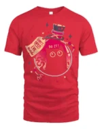 Funny Magic Potion Cat Graphic Tee Cute Mystery Style Art - red t-shirt on white background