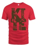 Abstract Number 42 Graphic Tee Minimal Artistic Style Mood - red t-shirt on white background