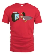 Funny Duck Video Game Graphic Tee Retro Gamer Humor Style - red t-shirt on white background