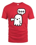 Cute Boo Ghost Graphic Tee Funny Minimal Halloween Style - red t-shirt on white background