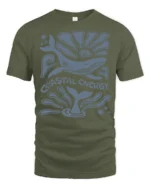 Coastal Energy Whale Graphic Tee Ocean Aesthetic Style - military green t-shirt on white background
