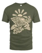Ocean Is Calling Sea Turtle Graphic Tee Coastal Travel Mood - military green t-shirt on white background