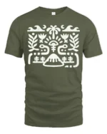 Nature Symbol Graphic Tee Minimal Outdoor Spiritual Style - military green t-shirt on white background
