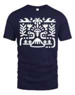 Nature Symbol Graphic Tee Minimal Outdoor Spiritual Style - navy t-shirt on white background