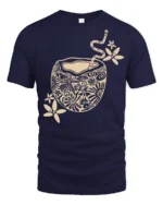 Artistic Coffee Cup Graphic Tee Cozy Aesthetic Style Design - navy t-shirt on white background