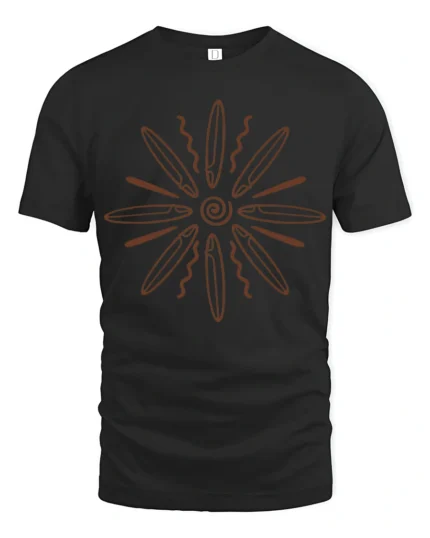 Tribal Sun Symbol Graphic Tee Spiritual Energy Vintage Style - black t-shirt on white background