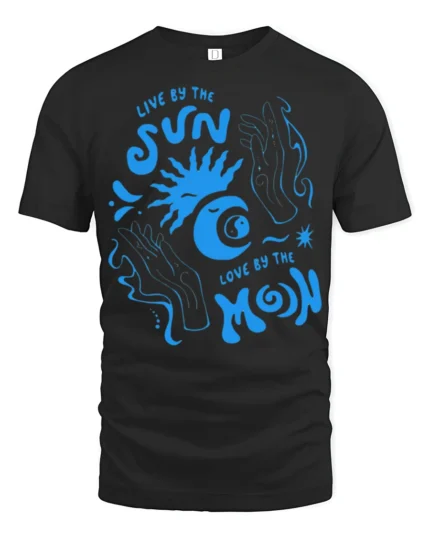 Live By The Sun Love By The Moon Graphic Tee Cosmic Tshirt - black t-shirt on white background
