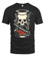 Times Running Out Skull Hourglass Graphic Tee Gothic Tshirt - black t-shirt on white background