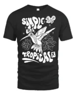 Simple Life Tropical Hummingbird Graphic Tee Freedom Vibes - black t-shirt on white background