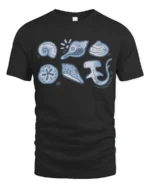 Cute Ocean Creatures Graphic Tee Minimal Marine Life Tshirt - black t-shirt on white background